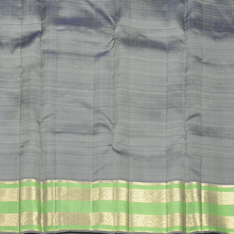 Hayagrivas Handloom Light Elaichi Green Kanjivaram Silk Saree with Grey Border KBF969I7-10