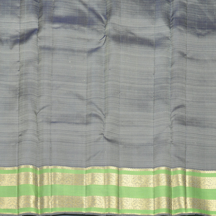 Hayagrivas Handloom Light Elaichi Green Kanjivaram Silk Saree with Grey Border KBF969I7-10