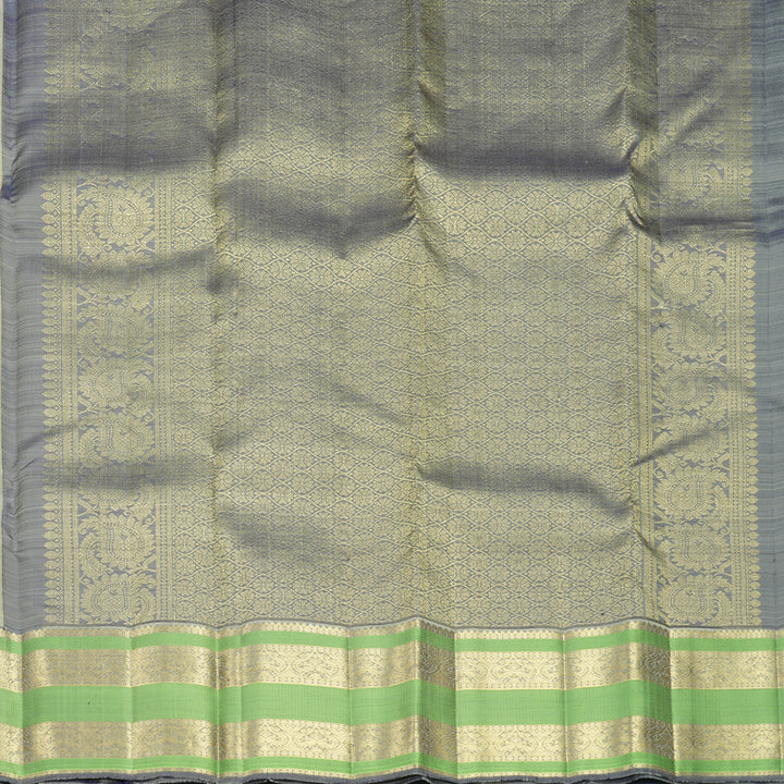 Hayagrivas Handloom Light Elaichi Green Kanjivaram Silk Saree with Grey Border KBF969I7-10