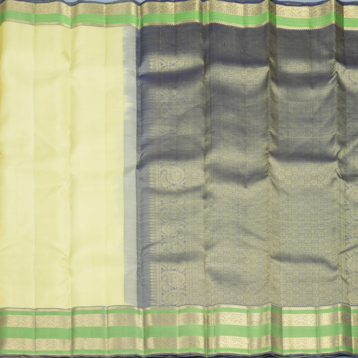 Hayagrivas Handloom Light Elaichi Green Kanjivaram Silk Saree with Grey Border KBF969I7-10