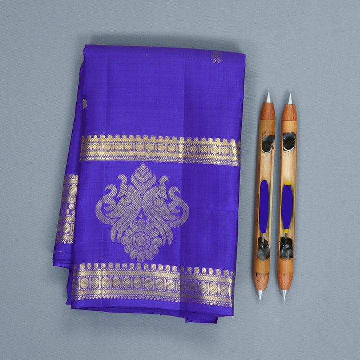 Hayagrivas Handloom MS Blue Kanjivaram Silk Saree KBF969I7-3