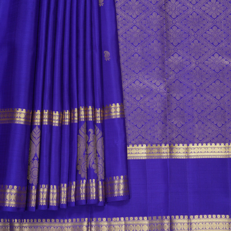 Hayagrivas Handloom MS Blue Kanjivaram Silk Saree KBF969I7-3