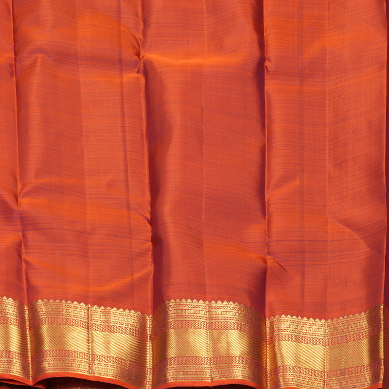 Hayagrivas Handloom Nagapazham Kanjivaram Silk Saree with Rust Orange Border KBF969I7-4