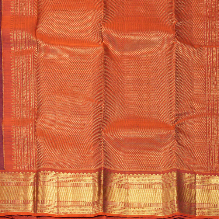 Hayagrivas Handloom Nagapazham Kanjivaram Silk Saree with Rust Orange Border KBF969I7-4
