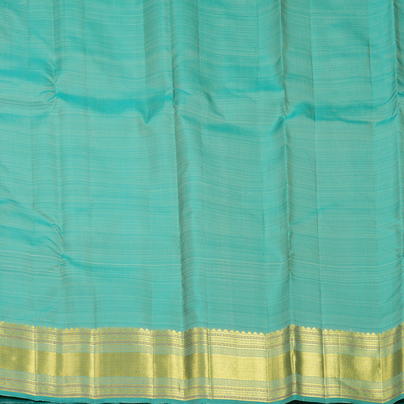 Hayagrivas Handloom Half-White Kanjivaram Silk Saree with Teal Green Border KBF969I7-7
