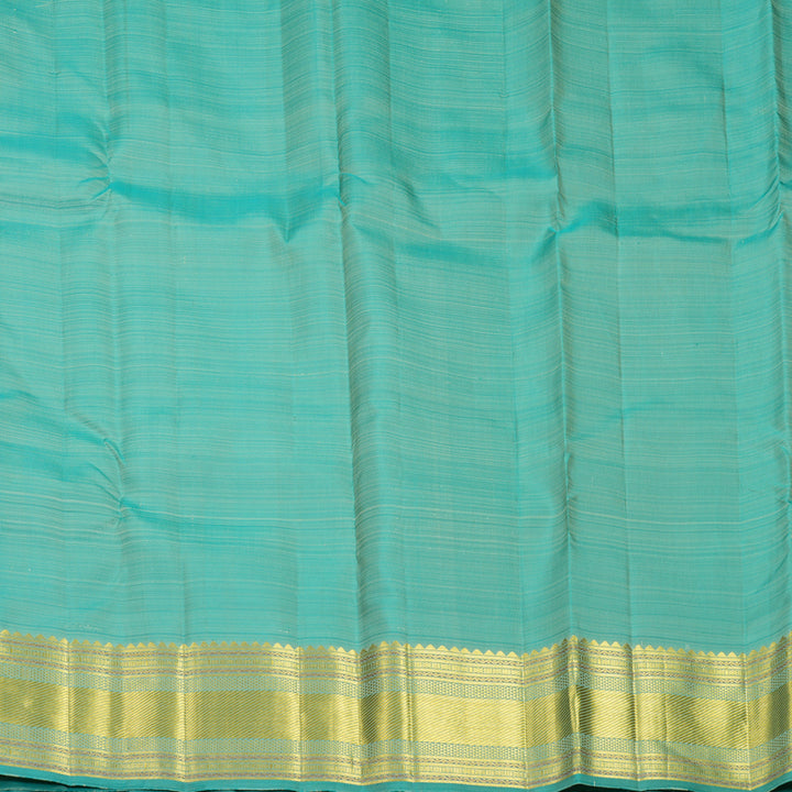 Hayagrivas Handloom Half-White Kanjivaram Silk Saree with Teal Green Border KBF969I7-7