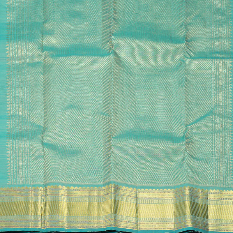 Hayagrivas Handloom Half-White Kanjivaram Silk Saree with Teal Green Border KBF969I7-7