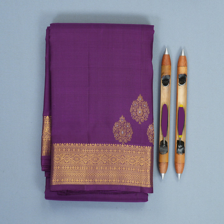 Hayagrivas Handloom Purple Kanjivaram Silk Saree KBF969I8-3