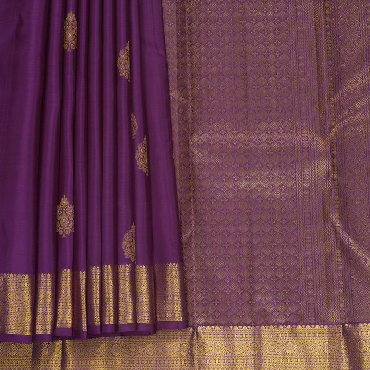 Hayagrivas Handloom Purple Kanjivaram Silk Saree KBF969I8-3