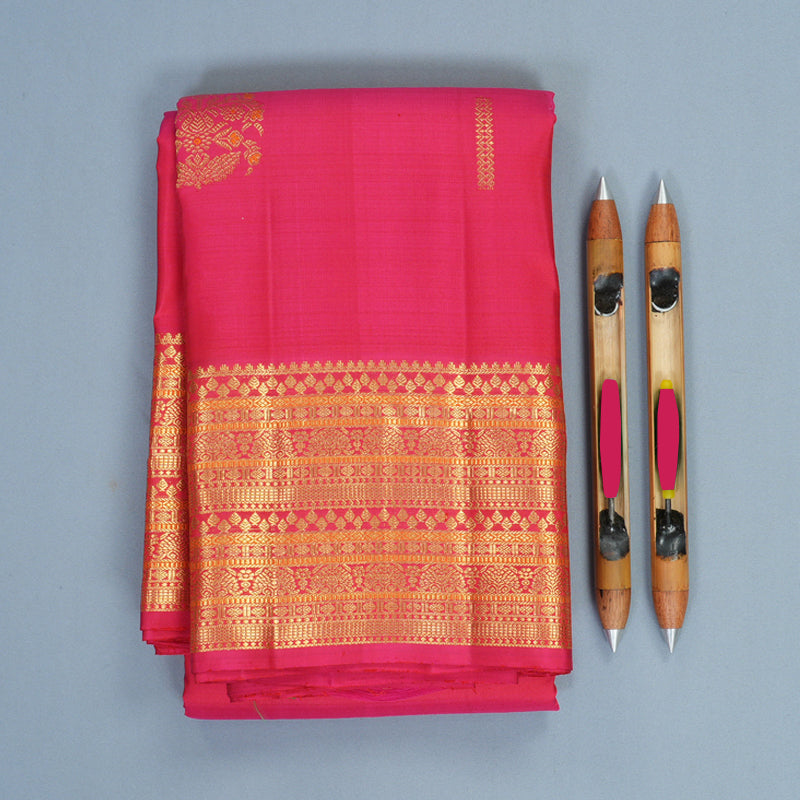Hayagrivas Handloom Rani Pink Kanjivaram Silk Saree KBF969I8-4