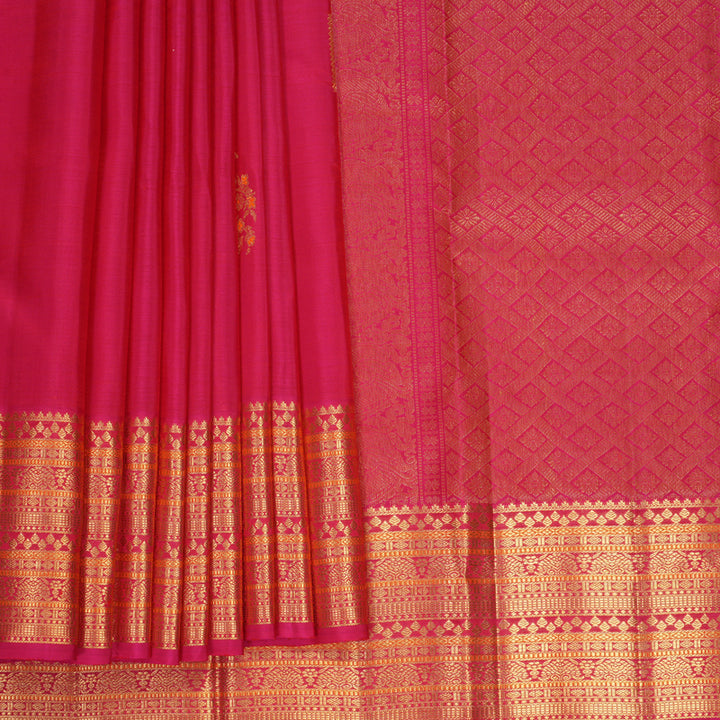 Hayagrivas Handloom Rani Pink Kanjivaram Silk Saree KBF969I8-4