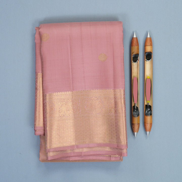 Hayagrivas Handloom Onion Pink Kanjivaram Silk Saree KBF969I8-5