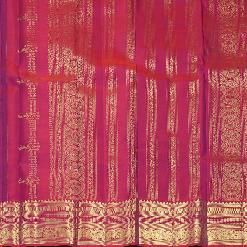 Hayagrivas Handloom Purple Kanjivaram Silk Saree with Rusty Red Border KBF969I9-1