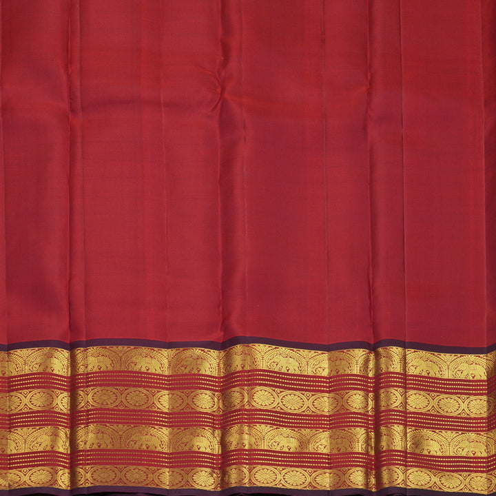 Hayagrivas Handloom Rust Orange Kanjivaram Silk Saree with Maroon Border KBF969I9-2