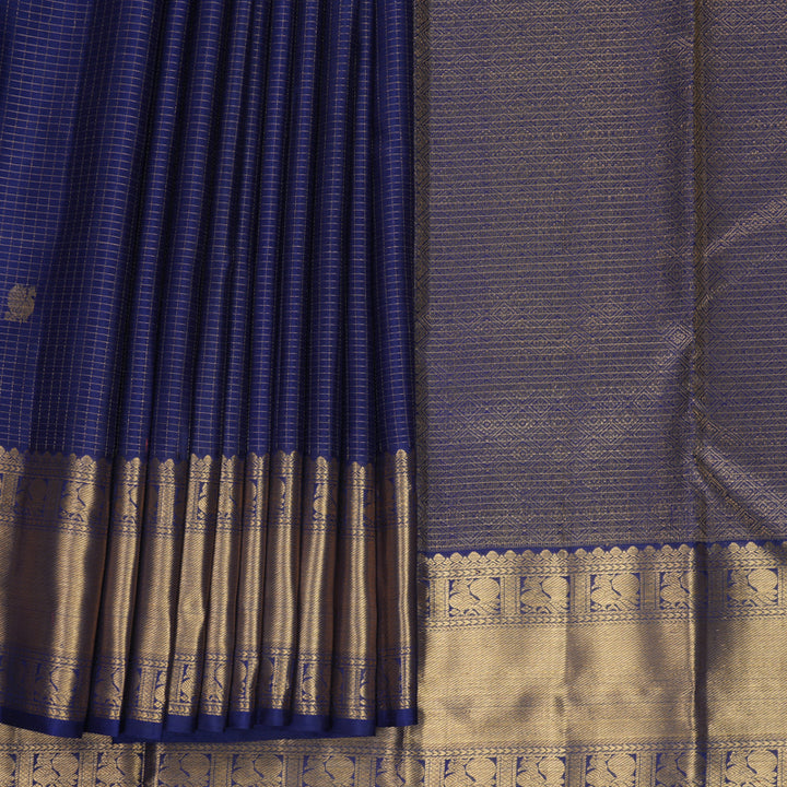 Hayagrivas Handloom Navy Blue Kanjivaram Silk Saree KBF969I9-5