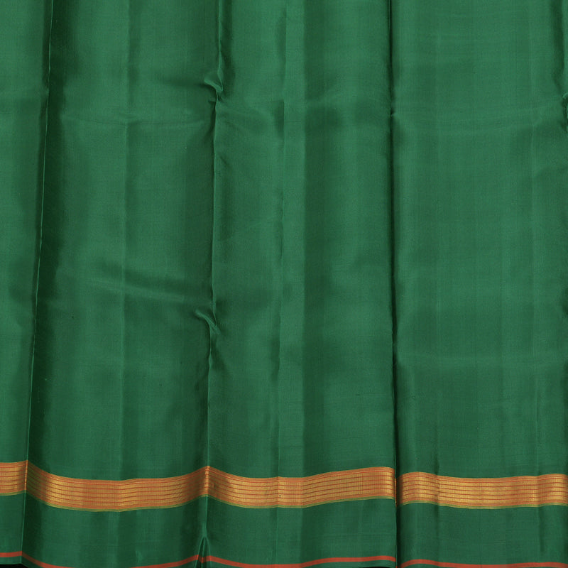 Hayagrivas Handloom White Kanjivaram Silk Saree with Bottle Green Border KBF970I1-2
