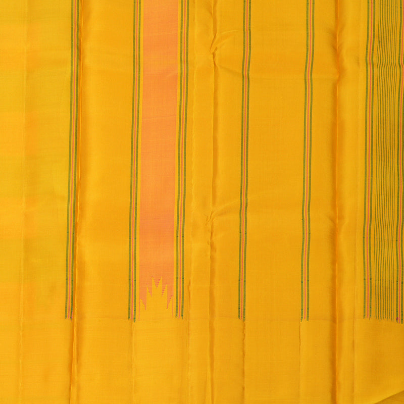 Hayagrivas Handloom Multicolour Checks Kanjivaram Silk Saree with Mustard Yellow Border KBF970I2-2