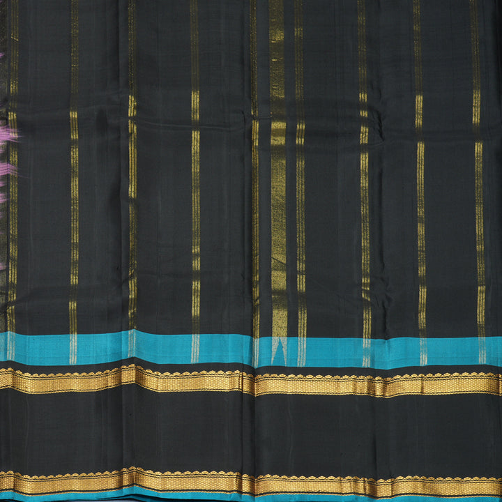 Hayagrivas Handloom Rose Pink Kanjivaram Silk Saree with Black Border KBF970I3-1