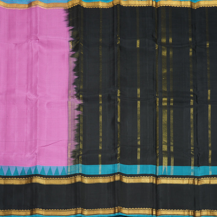 Hayagrivas Handloom Rose Pink Kanjivaram Silk Saree with Black Border KBF970I3-1