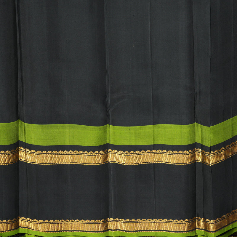 Hayagrivas Handloom Light Grey Kanjivaram Silk Saree with Black Border KBF970I3-2