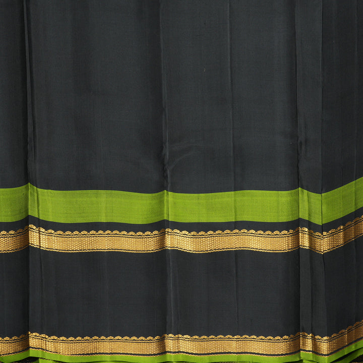 Hayagrivas Handloom Light Grey Kanjivaram Silk Saree with Black Border KBF970I3-2