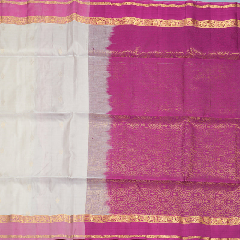 Hayagrivas Half-White Handloom Soft Silk Saree KBF971I2-18