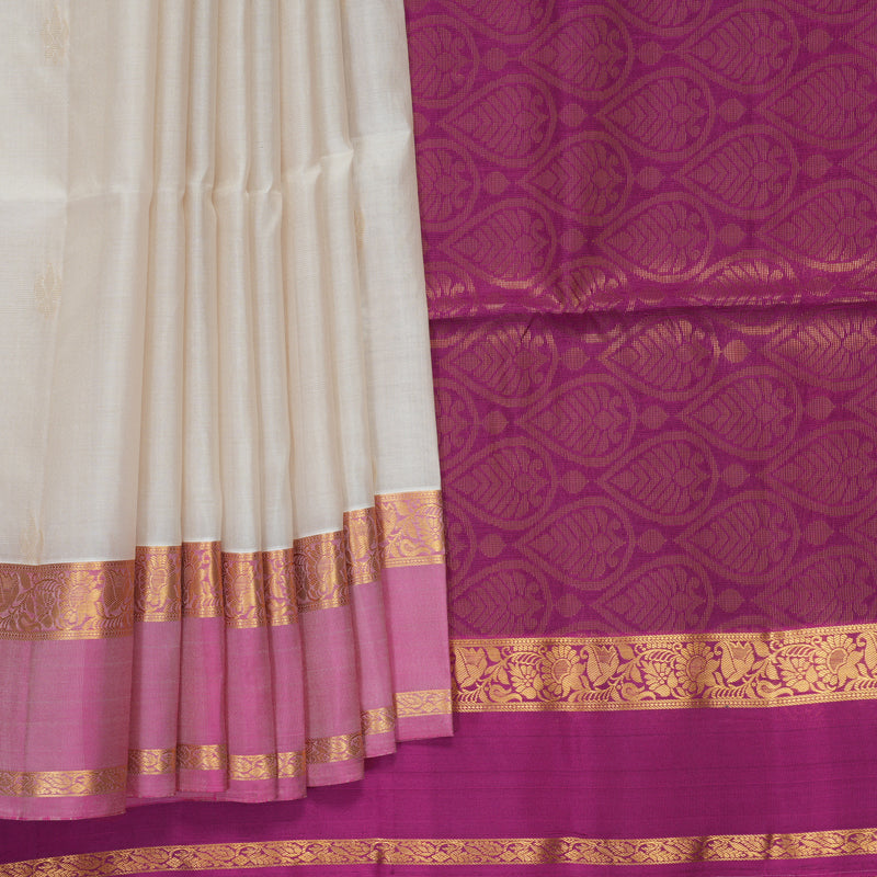Hayagrivas Half-White Handloom Soft Silk Saree KBF971I2-18