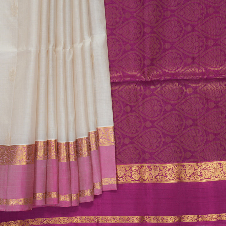 Hayagrivas Half-White Handloom Soft Silk Saree KBF971I2-18