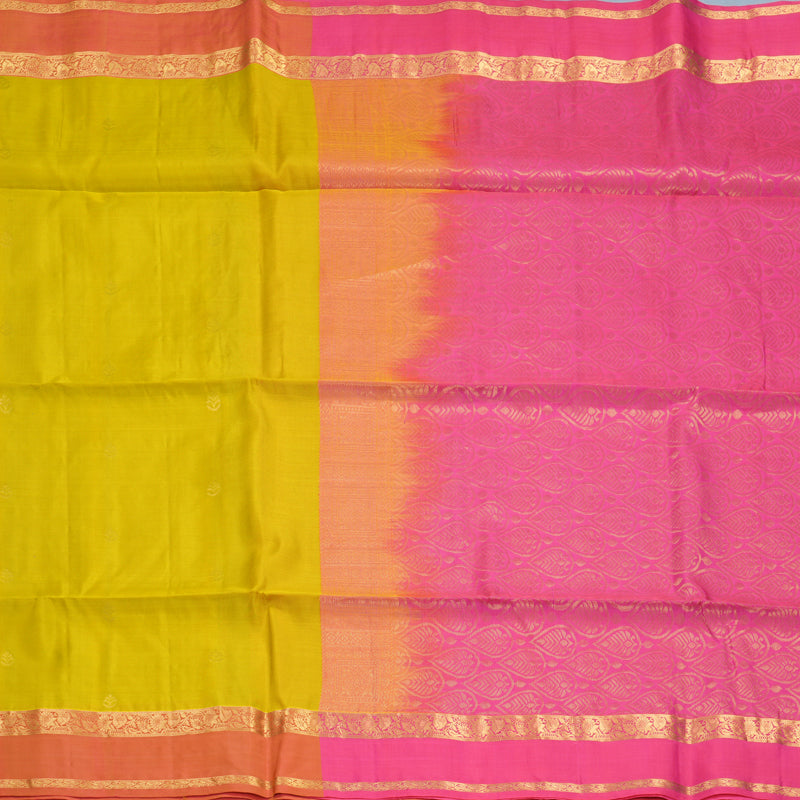 Hayagrivas Lemon Yellow Handloom Soft Silk Saree KBF971I2-8