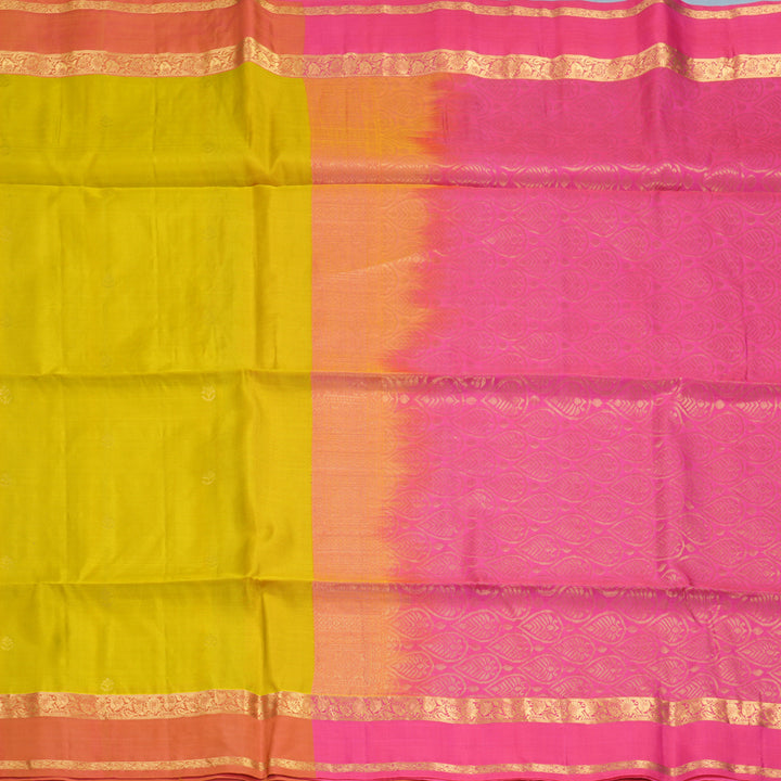 Hayagrivas Lemon Yellow Handloom Soft Silk Saree KBF971I2-8