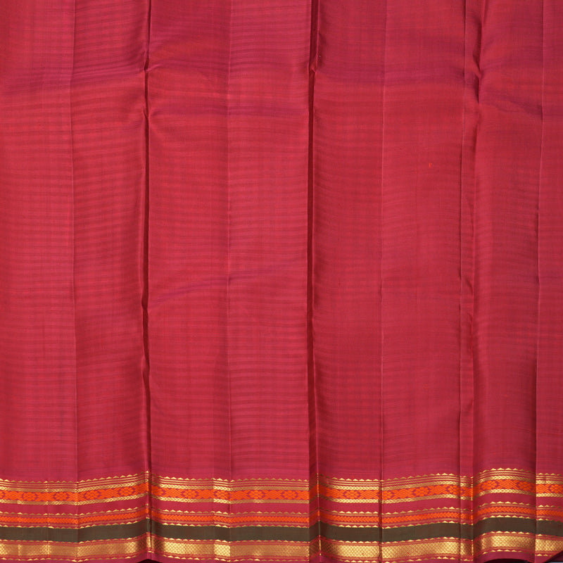 Hayagrivas Handloom Black &amp; White Checks Kanjivaram Silk Saree with Red Border KBF972I5-1