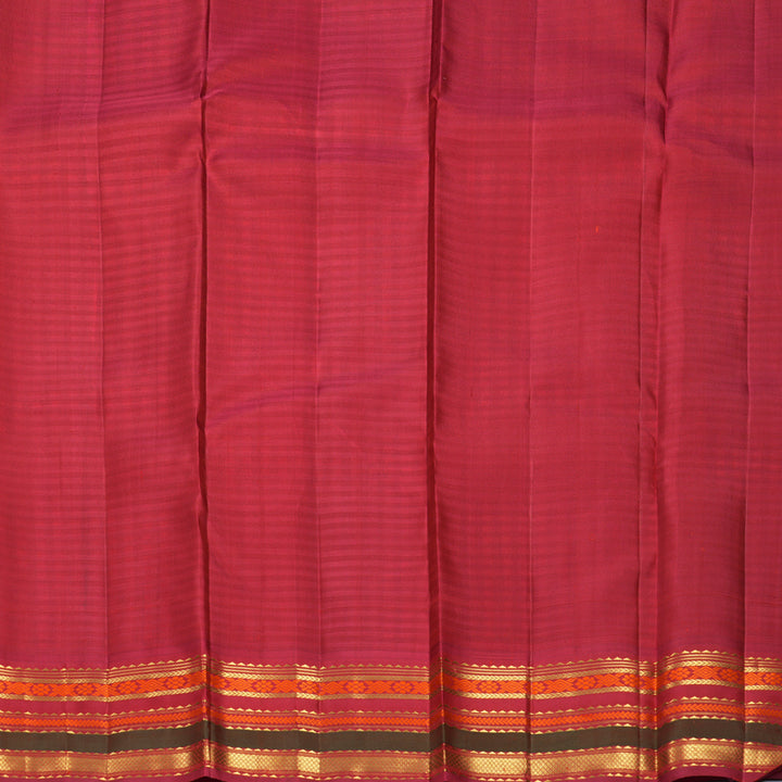 Hayagrivas Handloom Black &amp; White Checks Kanjivaram Silk Saree with Red Border KBF972I5-1