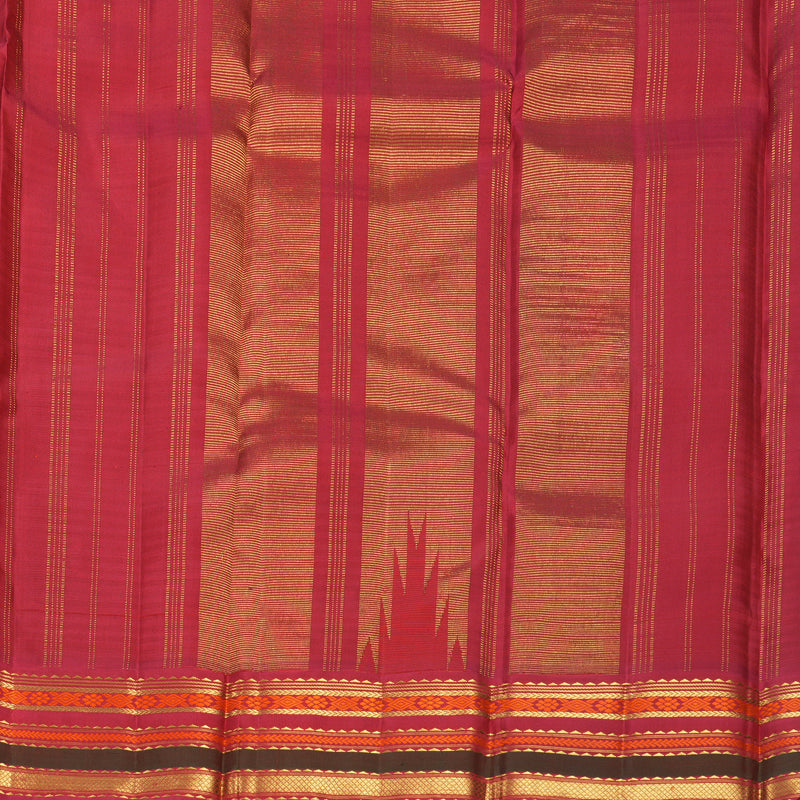 Hayagrivas Handloom Black &amp; White Checks Kanjivaram Silk Saree with Red Border KBF972I5-1