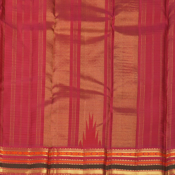 Hayagrivas Handloom Black &amp; White Checks Kanjivaram Silk Saree with Red Border KBF972I5-1