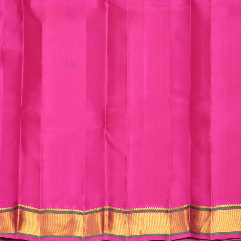 Hayagrivas Handloom Half-White Kanjivaram Silk Saree with Pink Border KBF973I4-2