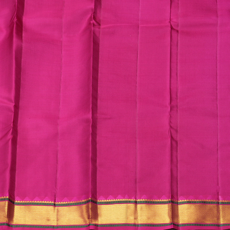 Hayagrivas Handloom Teal Kanjivaram Silk Saree with Purple Border KBF973I4-3