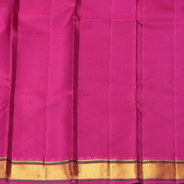 Hayagrivas Handloom Teal Kanjivaram Silk Saree with Purple Border KBF973I4-3