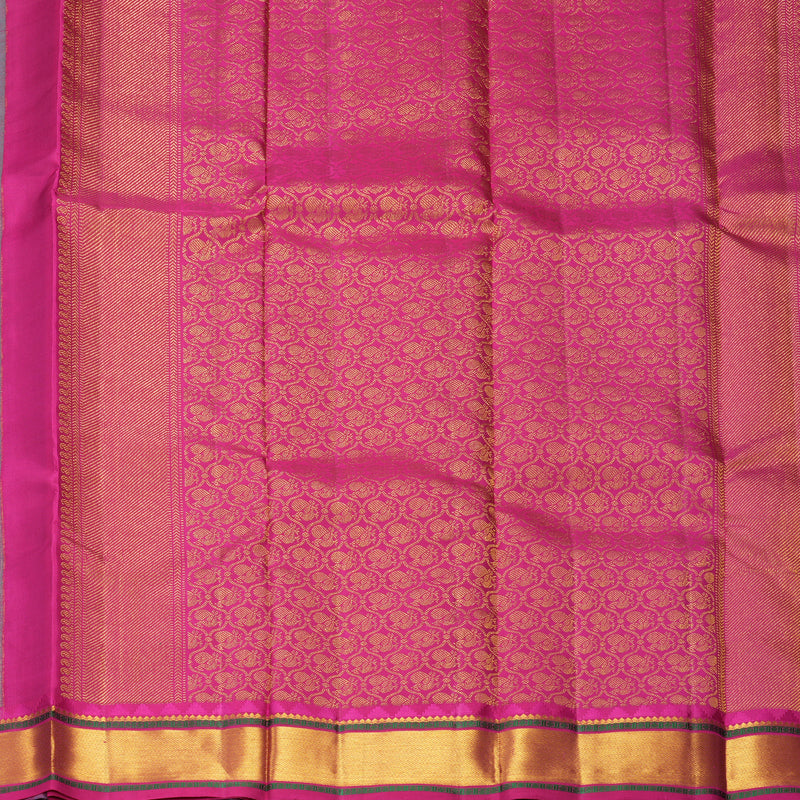 Hayagrivas Handloom Teal Kanjivaram Silk Saree with Purple Border KBF973I4-3