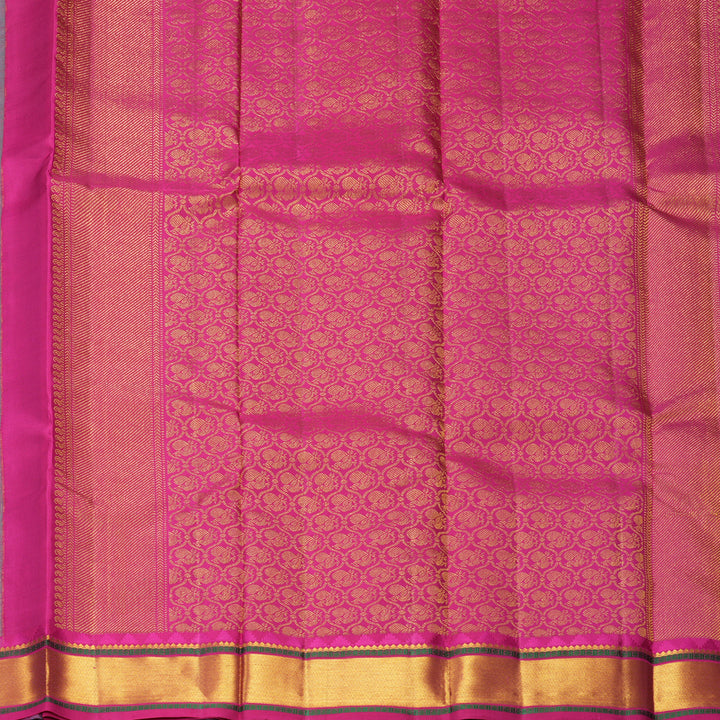 Hayagrivas Handloom Teal Kanjivaram Silk Saree with Purple Border KBF973I4-3