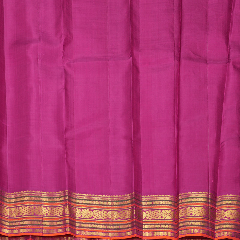 Hayagrivas Handloom Lavender-Pink Kanjivaram Silk Saree with Magenta Border KBF973I6-1