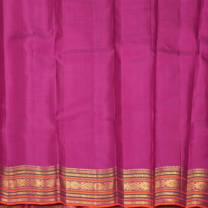 Hayagrivas Handloom Lavender-Pink Kanjivaram Silk Saree with Magenta Border KBF973I6-1