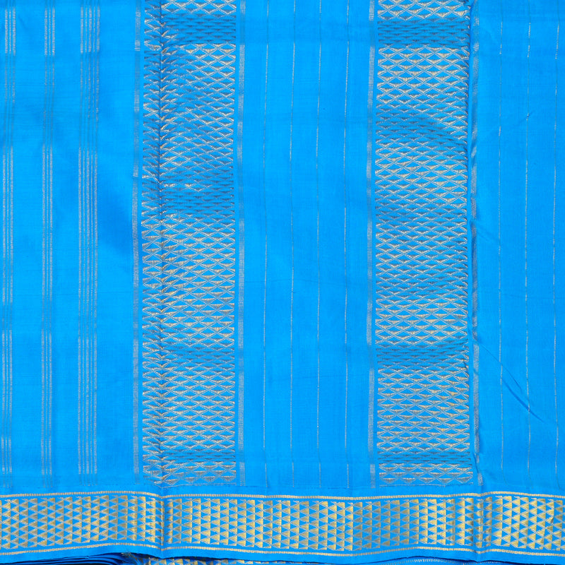 Hayagrivas Handloom Navy Blue Ten Yards Silk Saree KBF974I6-3