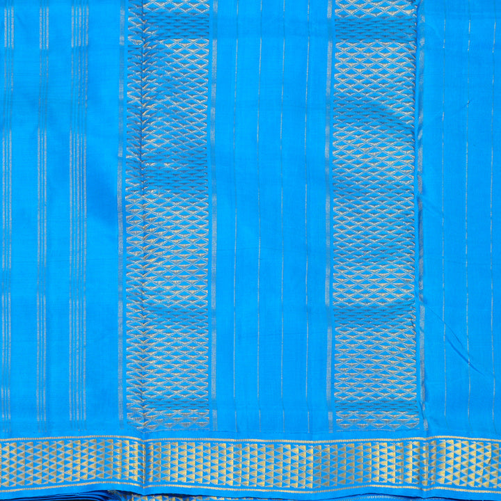 Hayagrivas Handloom Navy Blue Ten Yards Silk Saree KBF974I6-3