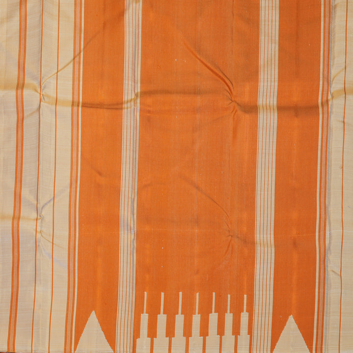 Hayagrivas Handloom Beige Kanjivaram Silk Saree with Ganga Jamuna Border KBF976I10-1
