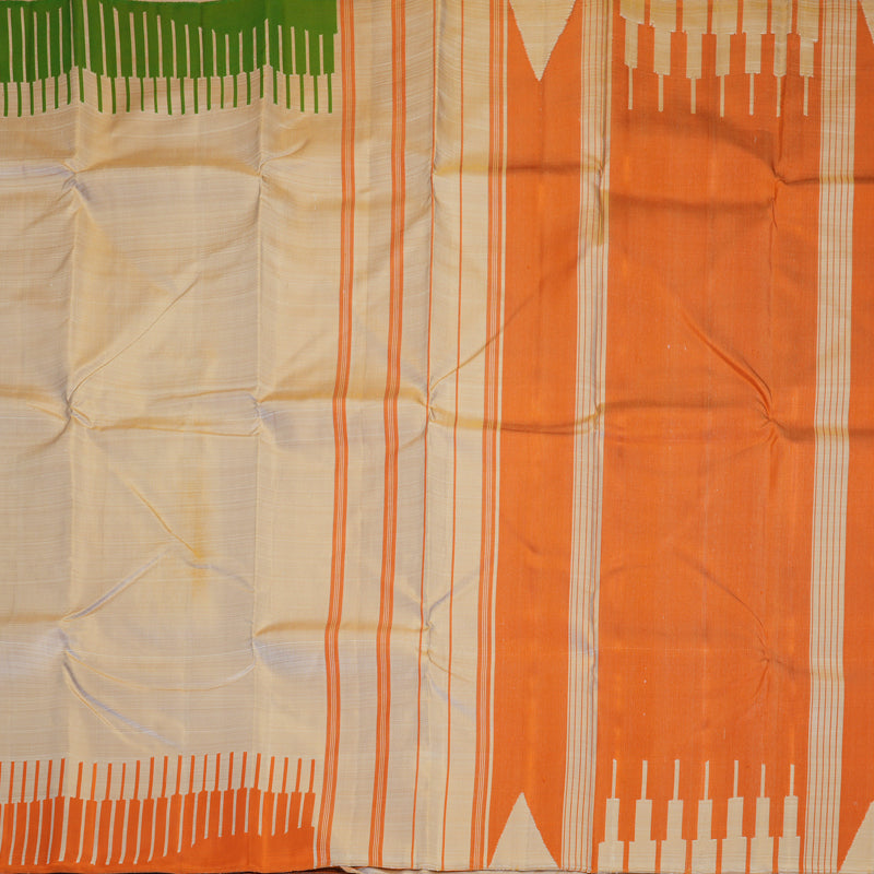 Hayagrivas Handloom Beige Kanjivaram Silk Saree with Ganga Jamuna Border KBF976I10-1