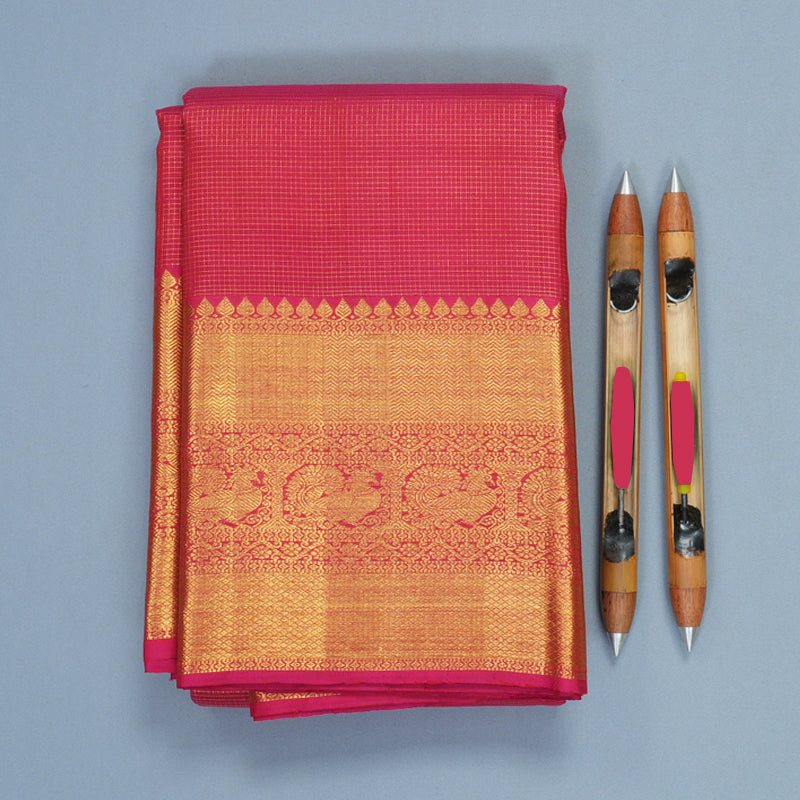 Hayagrivas Handloom Rani Pink Kanjivaram Silk Saree KBF976I2-1