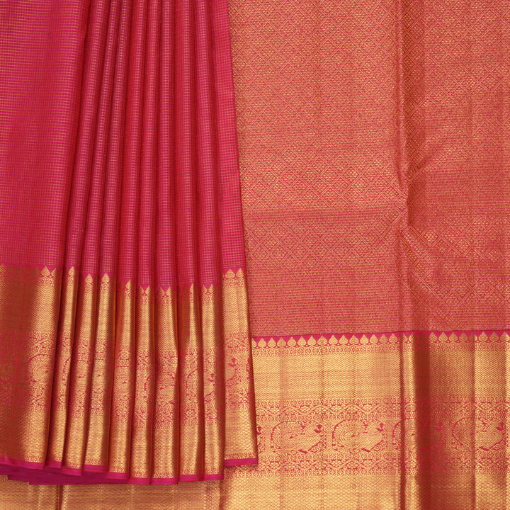 Hayagrivas Handloom Rani Pink Kanjivaram Silk Saree KBF976I2-1