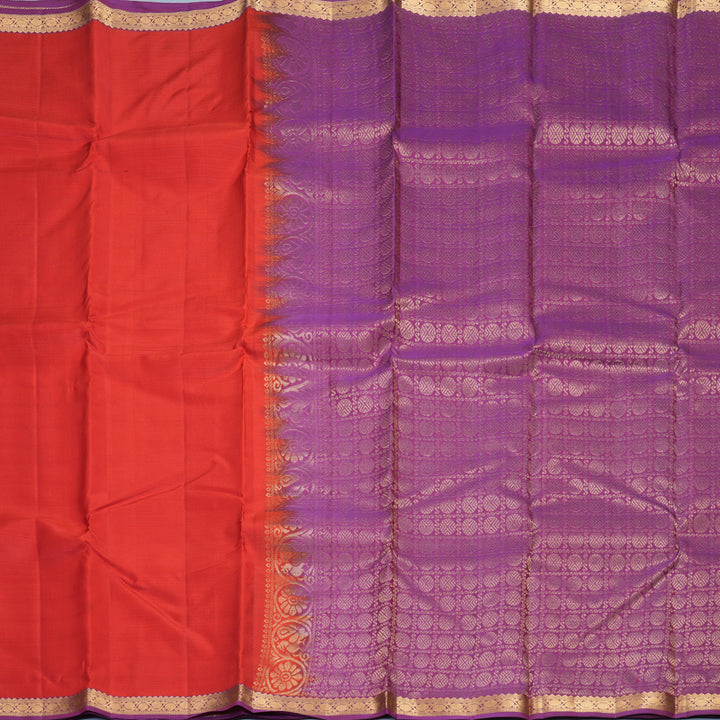Hayagrivas Handloom Red Kanjivaram Silk Saree with Purple Border KBF977I1-11