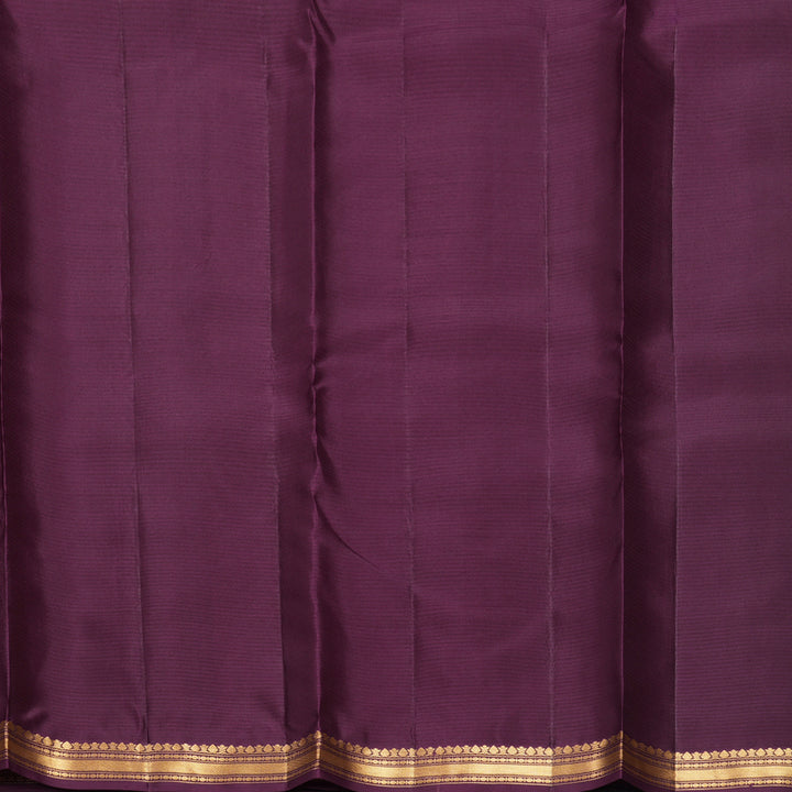 Hayagrivas Handloom Rust Brown Kanjivaram Silk Saree with Plum Purple Border KBF977I1-16