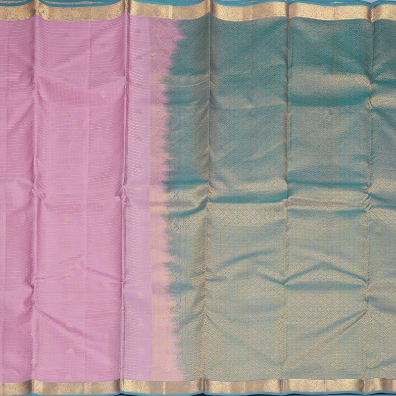 Hayagrivas Handloom Lotus Pink Kanjivaram Silk Saree with Blue-Purple Border KBF977I11-3
